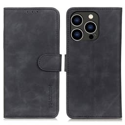 SKALO iPhone 15 Pro KHAZNEH Lompakkokotelo PU-nahasta - Musta