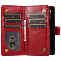 Kaksoiskäänto Zipper 9-kortti Apple iPhone 12 (6.1")  - punainen