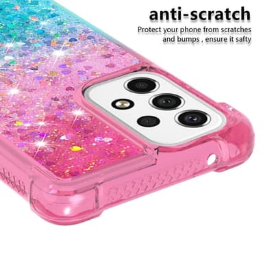 SKALO Samsung A53 5G Juoksuhiekka Glitter Sydämet TPU kuori - Pinkki-Turkoosi