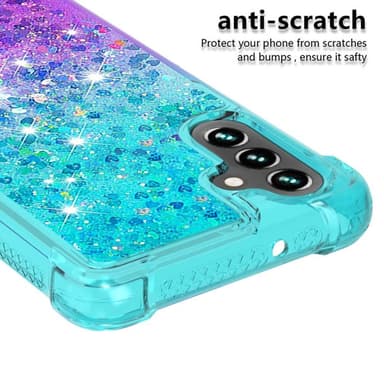 SKALO Samsung A13 5G Juoksuhiekka Glitter Sydämet TPU kuori - Turkoosi-Violetti