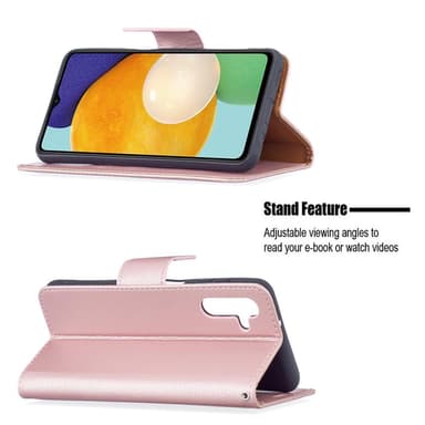 SKALO Samsung A04s 4G Premium Litchi Lompakkokotelo - Ruusukulta
