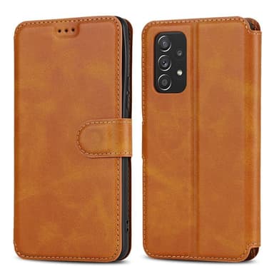 SKALO Samsung A53 5G Premium Cut Lompakkokotelo - Vaaleanruskea
