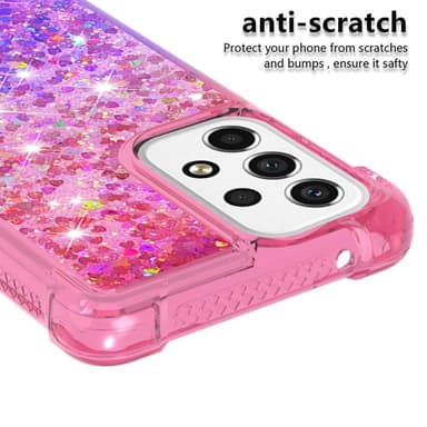 SKALO Samsung A53 5G Juoksuhiekka Glitter Sydämet TPU kuori - Pinkki-Violetti