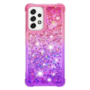 SKALO Samsung A53 5G Juoksuhiekka Glitter Sydämet TPU kuori - Pinkki-Violetti