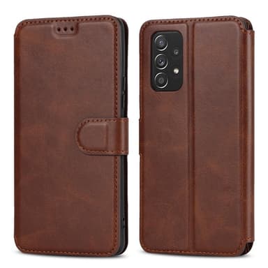 SKALO Samsung A53 5G Premium Cut Lompakkokotelo - Tummanruskea