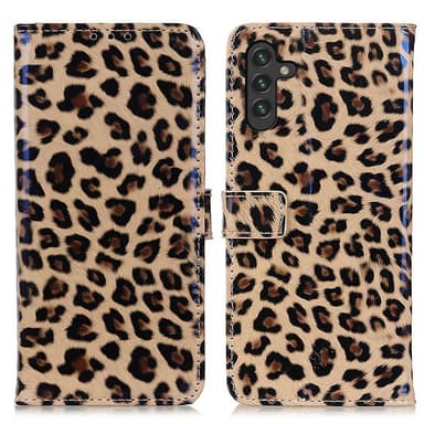 SKALO Samsung A04s 4G Leopardikuvioinen lompakkokotelo PU-nahasta.