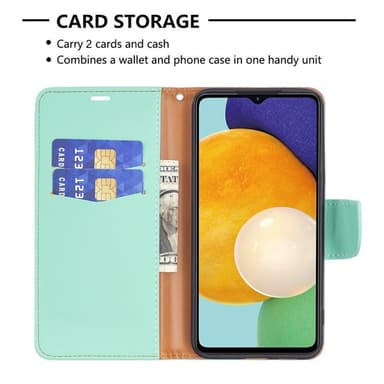 SKALO Samsung A04s 4G Premium Litchi Lompakkokotelo - Turkoosi