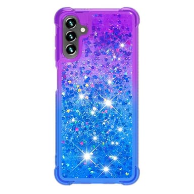 SKALO Samsung A13 5G Juoksuhiekka Glitter Sydämet TPU kuori - Violetti-Sininen