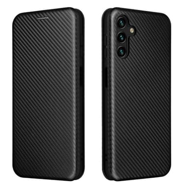 SKALO Samsung A04s 4G Carbon Fiber Lompakkokotelo - Musta