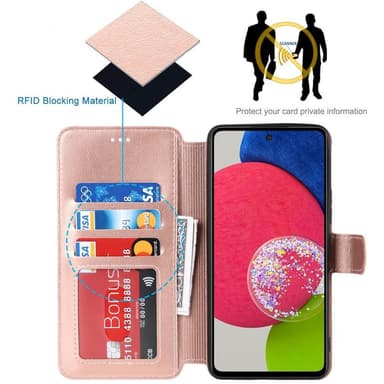 SKALO Samsung A53 5G Premium Cut Lompakkokotelo - Ruusukulta