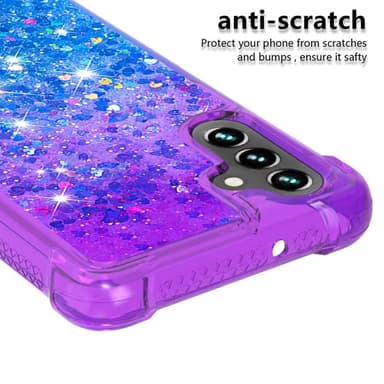 SKALO Samsung A13 5G Juoksuhiekka Glitter Sydämet TPU kuori - Violetti-Sininen