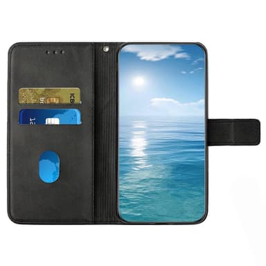SKALO Samsung A13 4G Kohokuvioitu PU Nahka Lompakkokotelo - Musta
