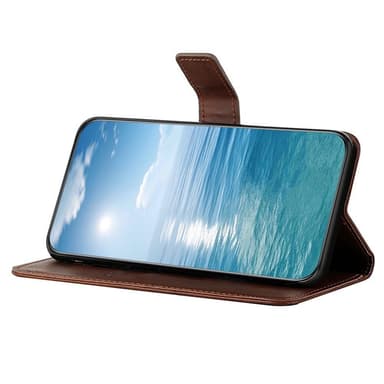SKALO Samsung A13 4G Kohokuvioitu PU Nahka Lompakkokotelo - Ruskea