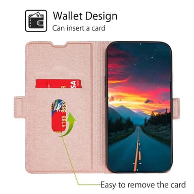 SKALO Samsung A13 4G Ultrathin Premium Wallet Case - Pinkki