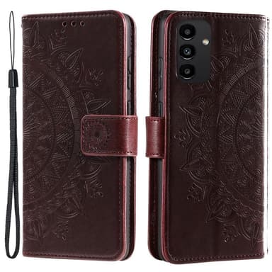 SKALO Samsung A13 4G Mandala lompakkokotelo - Tummanruskea