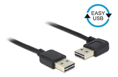 DeLOCK USB-kaapeli, uros-uros, kään. liittimet, kulmaliitin, 1m, musta