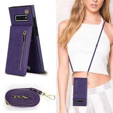 Zipper kaulakorukotelo Samsung Galaxy S10 Plus - Violetti