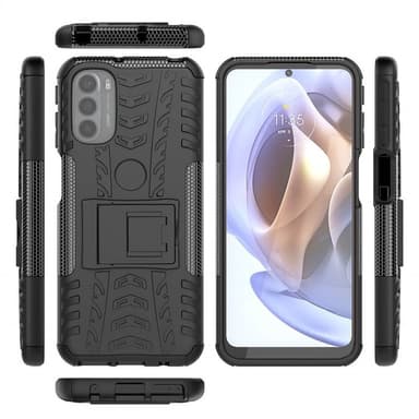 Iskunkestävä kuori jalustalla Motorola Moto G31 - Musta