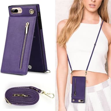 Zipper kaulakorukotelo Apple iPhone 8 Plus - Violetti