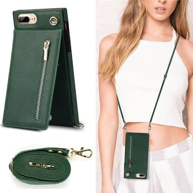 Zipper kaulakorukotelo Apple iPhone 8 Plus - Vihreä