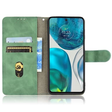 SKALO Motorola Moto G52 Matt PU Nahka lompakkokotelo - Vihreä