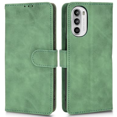 SKALO Motorola Moto G52 Matt PU Nahka lompakkokotelo - Vihreä