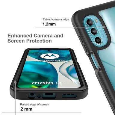 SKALO Motorola Moto G52 Iskunkestävä Clear Hybridi Suojakuori - Musta