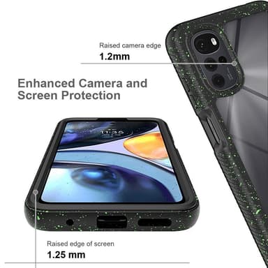 SKALO Motorola Moto G22 Iskunkestävä Clear Hybridi Suojakuori - Musta