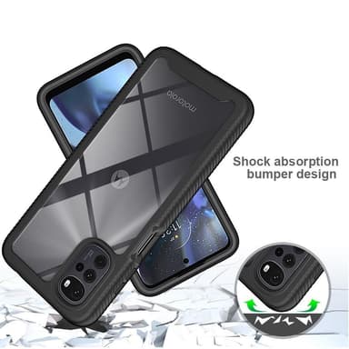 SKALO Motorola Moto G22 Iskunkestävä Clear Hybridi Suojakuori - Musta