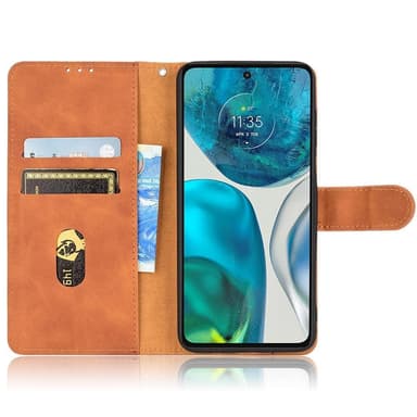 SKALO Motorola Moto G52 Matt PU Nahka lompakkokotelo - Ruskea