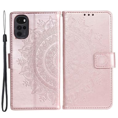 SKALO Motorola Moto G22 Mandala lompakkokotelo - Ruusukulta