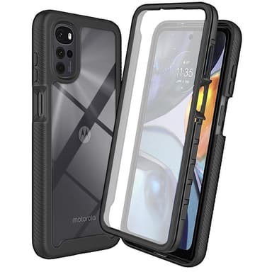 SKALO Motorola Moto G22 Iskunkestävä Clear Hybridi Suojakuori - Musta