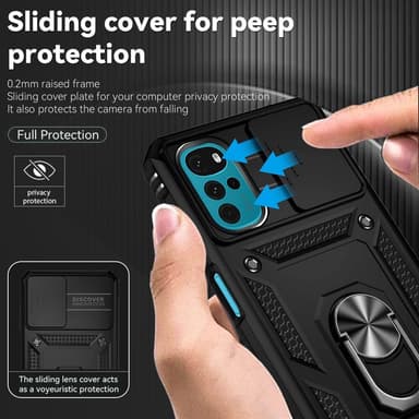 SKALO Motorola Moto G22 Armor hybridi metallirengas kameran liukusäädin - - Musta