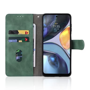SKALO Motorola Moto G22 Matt PU Nahka lompakkokotelo - Vihreä