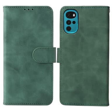SKALO Motorola Moto G22 Matt PU Nahka lompakkokotelo - Vihreä