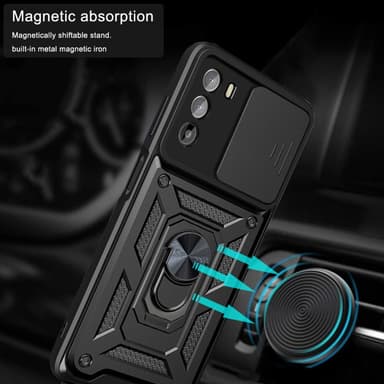 SKALO Motorola Moto G52 Armor hybridi metallirengas kameran liukusäädin - - Sininen