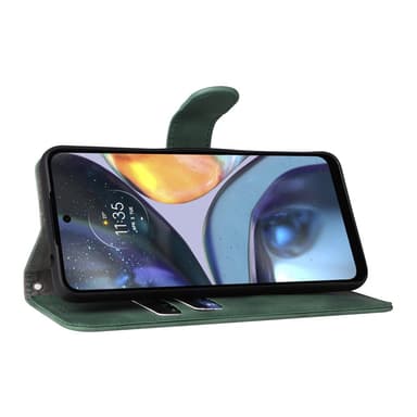 SKALO Motorola Moto G22 Matt PU Nahka lompakkokotelo - Vihreä