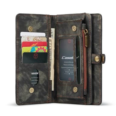 CaseMe Lompakkokotelo 11-kortti Apple iPhone 14 Pro Max - Musta/Harmaa