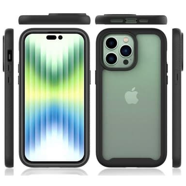 SKALO iPhone 14 Plus Iskunkestävä Clear Hybridi Suojakuori - Musta