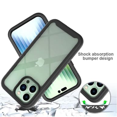 SKALO iPhone 14 Plus Iskunkestävä Clear Hybridi Suojakuori - Musta