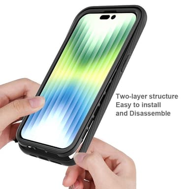 SKALO iPhone 14 Pro Max Iskunkestävä Clear Hybridi Suojakuori - Musta