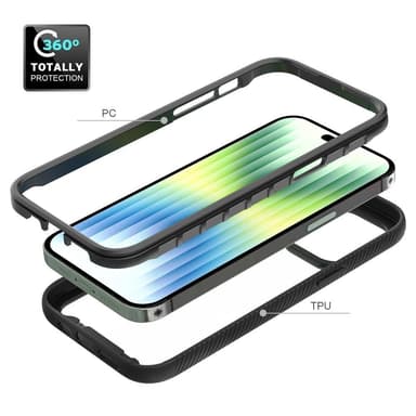 SKALO iPhone 14 Plus Iskunkestävä Clear Hybridi Suojakuori - Musta