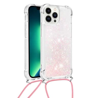 SKALO iPhone 14 Pro Juoksuhiekka Glitter Mobile kaulapanta - Pinkki
