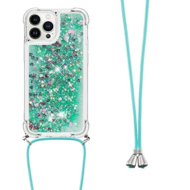 SKALO iPhone 14 Pro Max Juoksuhiekka Glitter Mobile kaulapanta - Turkoosi