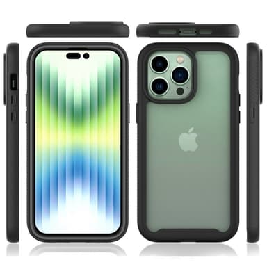 SKALO iPhone 14 Pro Max Iskunkestävä Clear Hybridi Suojakuori - Musta