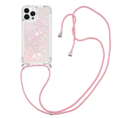SKALO iPhone 14 Pro Juoksuhiekka Glitter Mobile kaulapanta - Pinkki