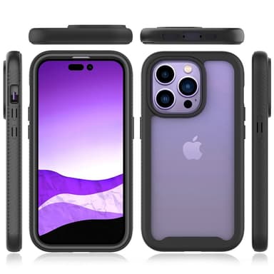 SKALO iPhone 14 Pro Iskunkestävä Clear Hybridi Suojakuori - Musta