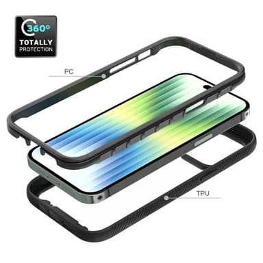 SKALO iPhone 14 Pro Max Iskunkestävä Clear Hybridi Suojakuori - Musta