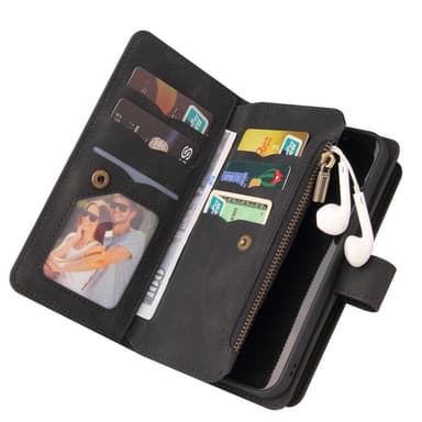 SKALO Samsung A13 5G Big Wallet 17-lokeroa Lompakkokotelo - Musta
