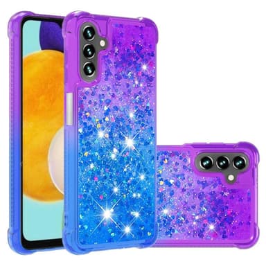 SKALO Samsung A13 5G Juoksuhiekka Glitter Sydämet TPU kuori - Violetti-Sininen